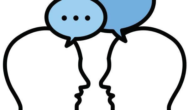 Canva two people talking speech bubbles square
