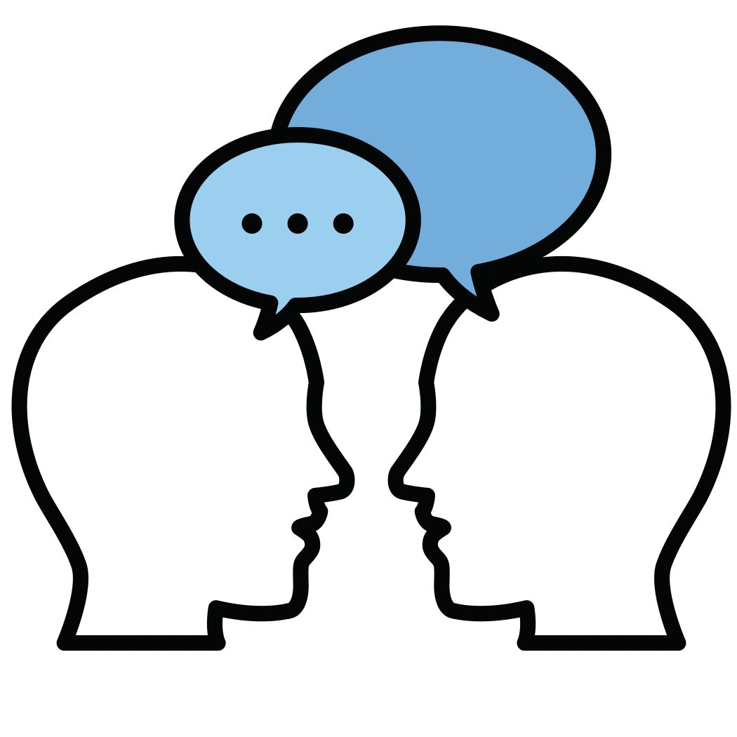 Canva two people talking speech bubbles square